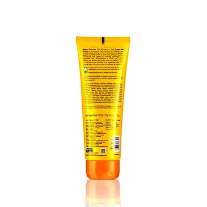 VLCC Water Resistant SPF 60 PA+++ Sunscreen Gel Crème - 100g + 25g Extra | With Niacinamide, Ceramides & Vitamin E | Protects from UVA, UVB Rays, Sun Damage, Skin Darkening and Premature Ageing