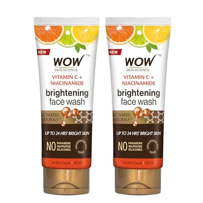 WOW Skin Science Brightening Vitamin C & Niacinamide Face Wash | For Brighter Glow | Paraben & Sulphates Free | Face Wash for Women & Men | 100 ml