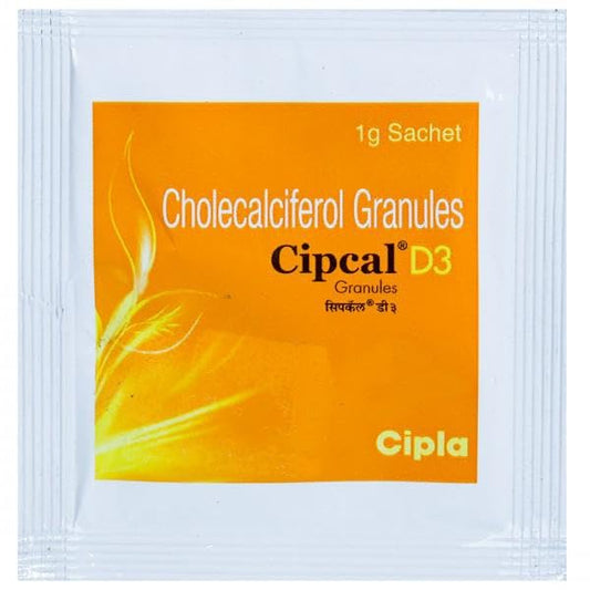 Wellmake Cipcal D3 Powder Granules From Cipla For Bone, Joint And Muscle Care Vitamin D3 Cholecalciferol Pack Of 10 Sachet