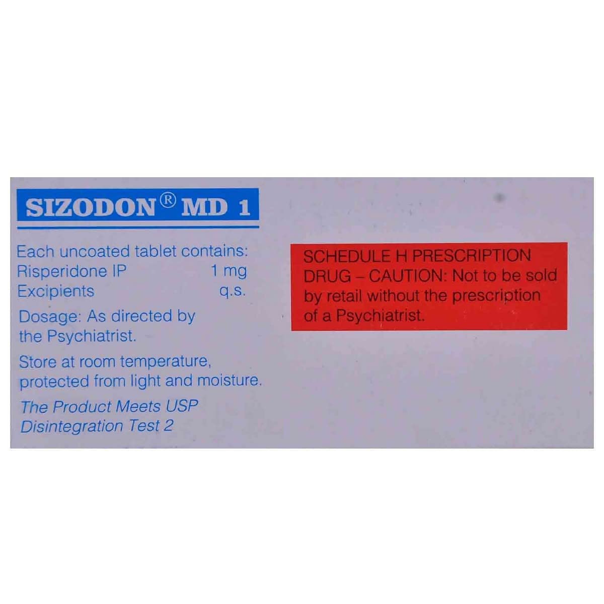 Sizodon MD 1 MG - Strip of 10 Tablets