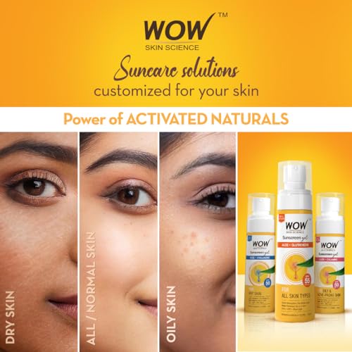 WOW Skin Science Sunscreen Gel For All Skin Types | SPF 55 PA++++ | With Glutathione & Aloe Vera Extract | Lightweight | Quick Absorbing | No White Cast | UVA & UVB Protection | 10 ml