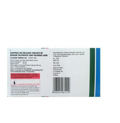 Valparin Chrono 300 mg - Strip of 15 Tablets