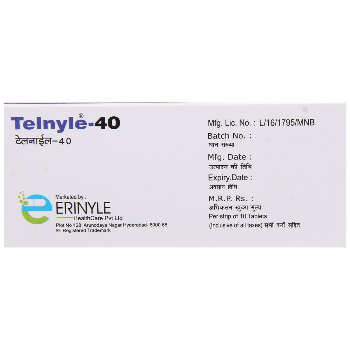 Telnyle-40 - Strip of 10 Tablets