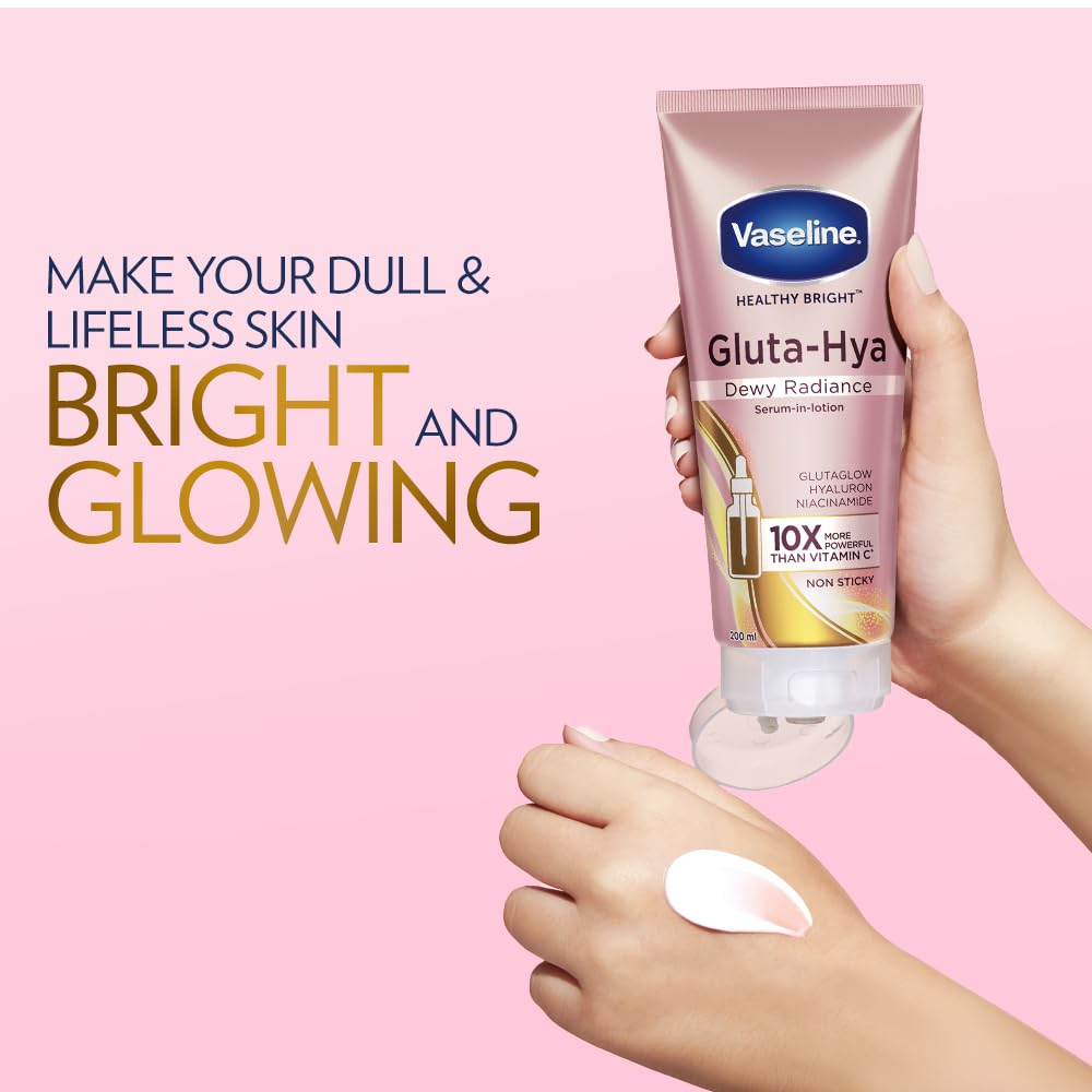 Vaseline Gluta-Hya Dewy Radiance, 200ml, Serum-In-Lotion, Boosted With GlutaGlow, for Visibly Brighter Skin from 1st Use