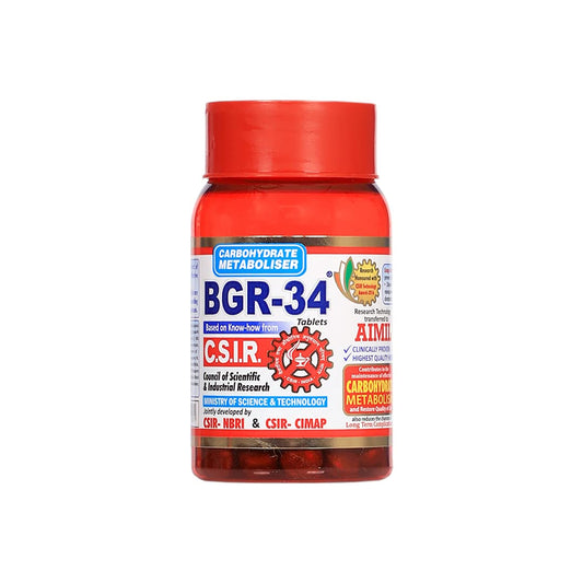 AIMIL BGR-34 Tablets - 100 Tablets (Pack of 10) | Herbal Carbohydrate Metaboliser | Giloy, Methi, Vijaysar, Gudmar and More Herbs | R&D by CSIR