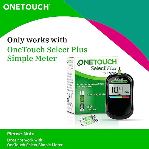 OneTouch Select Plus Test Strips | Pack of 50 Strips | Blood Sugar Test Machine Testing Strips | Global Iconic Brand | For use with OneTouch Select Plus Simple Glucometer