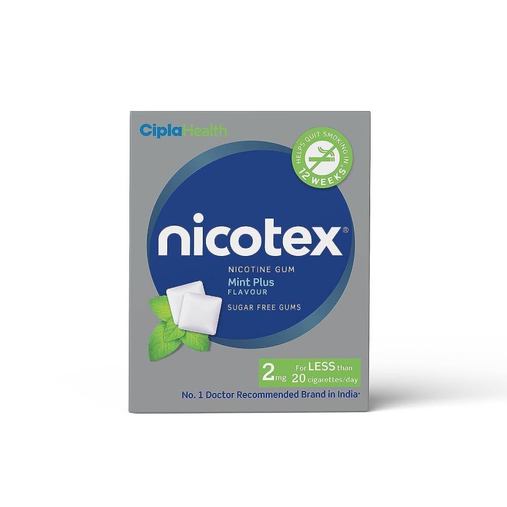 Cipla Nicotex Nicotine Sugar Free Ultra Mint Gums 2mg | Helps to Quit Smoking | WHO - Approved Therapy | 9 Gums each pack | Pack of 10