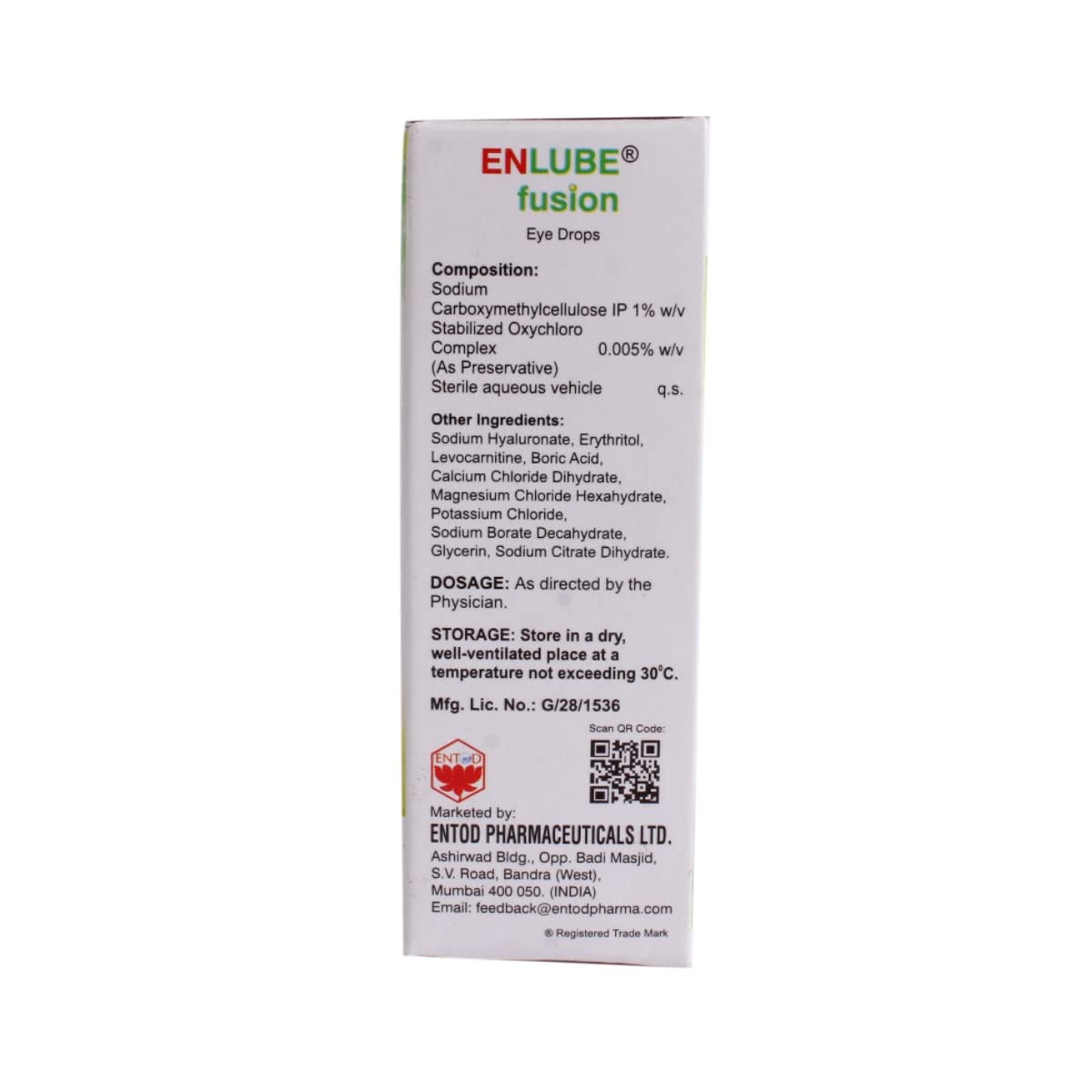 Enlube Fusion 1% W/V - Bottle of 10 ml Eye Drops