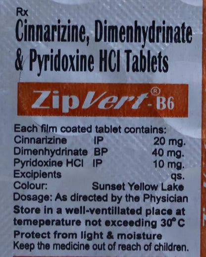 Zipvert-B6 - Strip of 10 Tablets