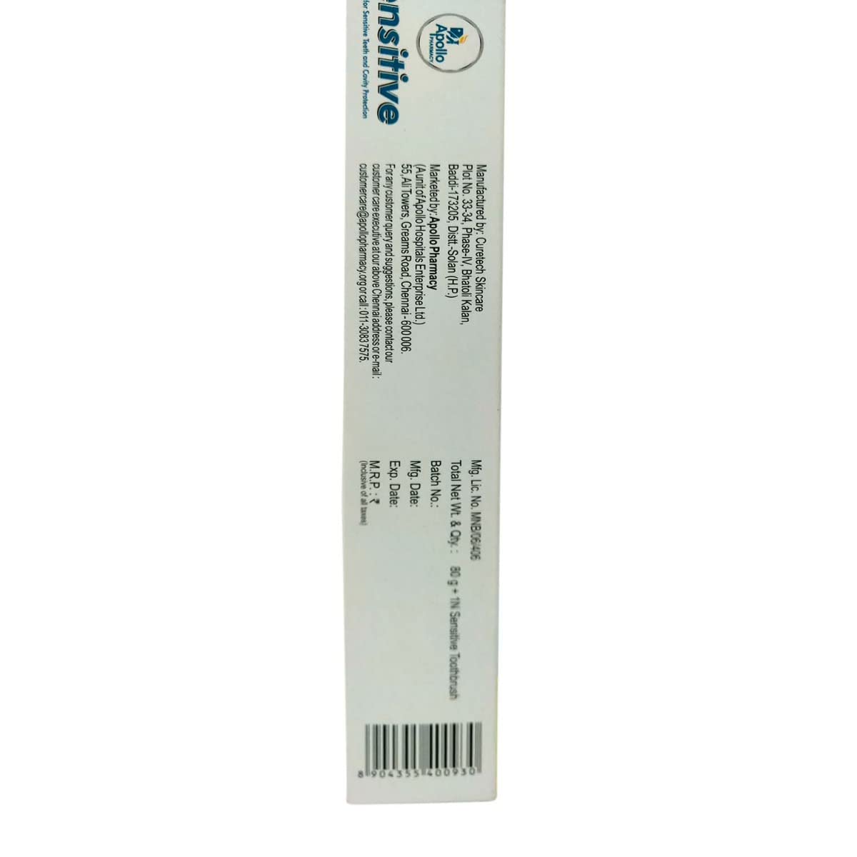 Apollo Pharmacy Sensitive Toothpaste + With one Free Sensitive Toothbrush, 80 gm