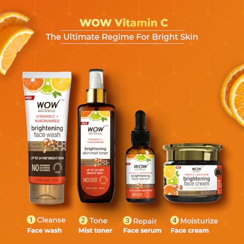 WOW Skin Science Brightening Vitamin C & Niacinamide Face Wash | For Brighter Glow | Paraben & Sulphates Free | Face Wash for Women & Men | 100 ml