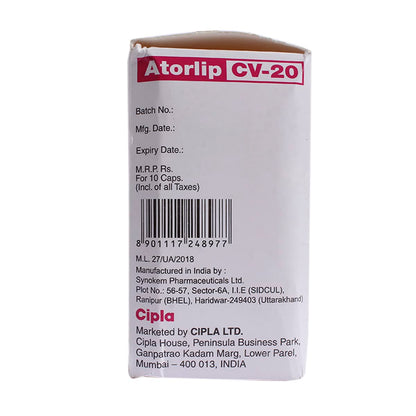 Atorlip Cv-20mg - Strip of 10 Capsules