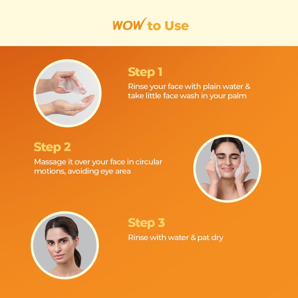 WOW Skin Science Brightening Vitamin C & Niacinamide Face Wash | For Brighter Glow | Paraben & Sulphates Free | Face Wash for Women & Men | 100 ml