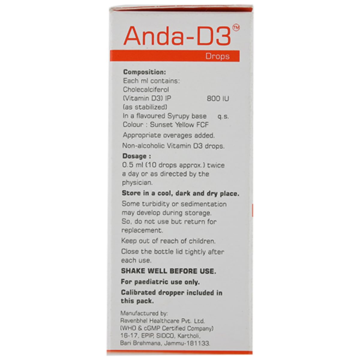 Anda - D3 Mango + Honey - Bottle of 30 ml Drops