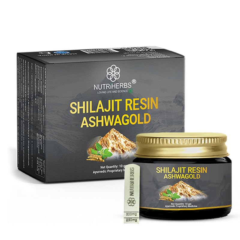 NUTRiHERBS Shilajit Resin Ashwagold 10g – Pure Himalayan Shilajit for Men & Women | Stamina, Energy & Muscle Building Supplement | Ayurvedic Stamina Booster with Ashwagandha & Swarna Bhasma | Gym & Endurance Support