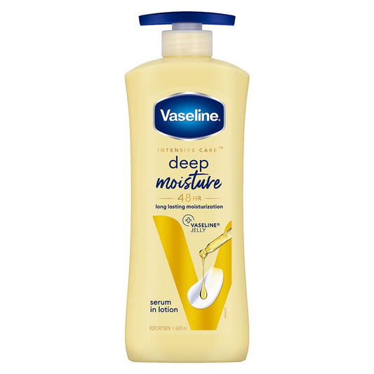 Vaseline Intensive Care, Deep Moisture Nourishing Body Lotion, 600ml, for Radiant, Glowing Skin, with Glycerin, Non-Sticky, Fast Absorbing, Daily Moisturizer for Dry, Rough Skin, For Men & Women