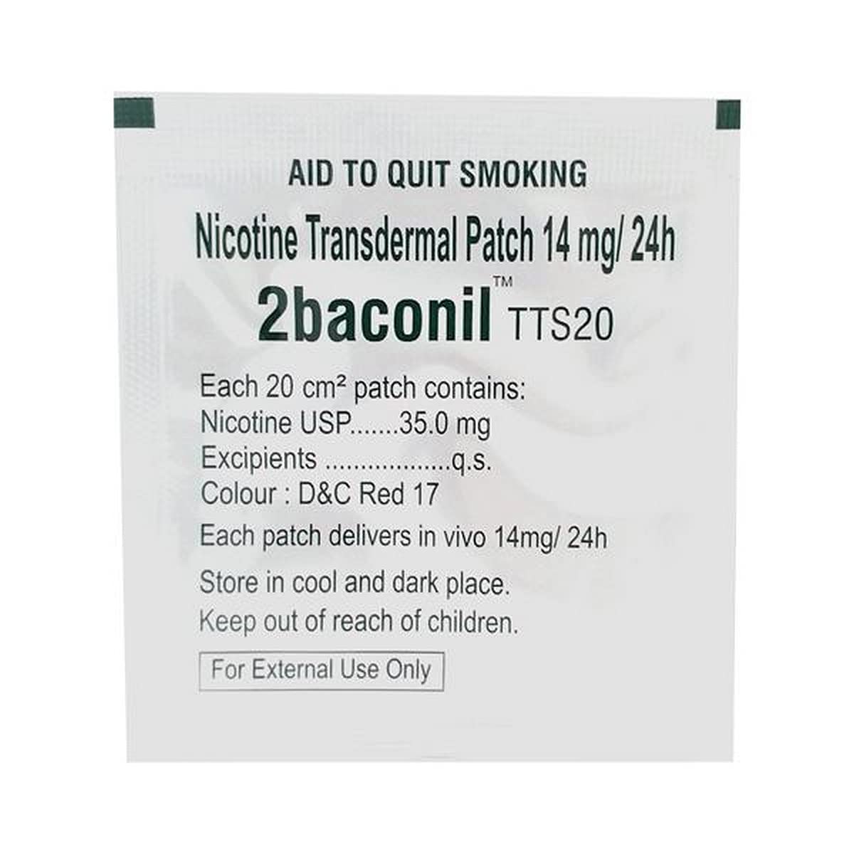 2Baconil TTS20 14mg/24h - Pack of 7 Nicotine Transdermal Patches