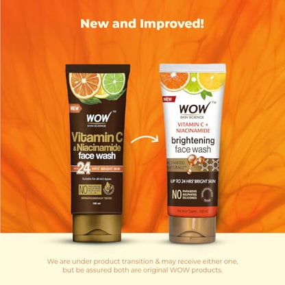 WOW Skin Science Brightening Vitamin C & Niacinamide Face Wash | For Brighter Glow | Paraben & Sulphates Free | Face Wash for Women & Men | 100 ml