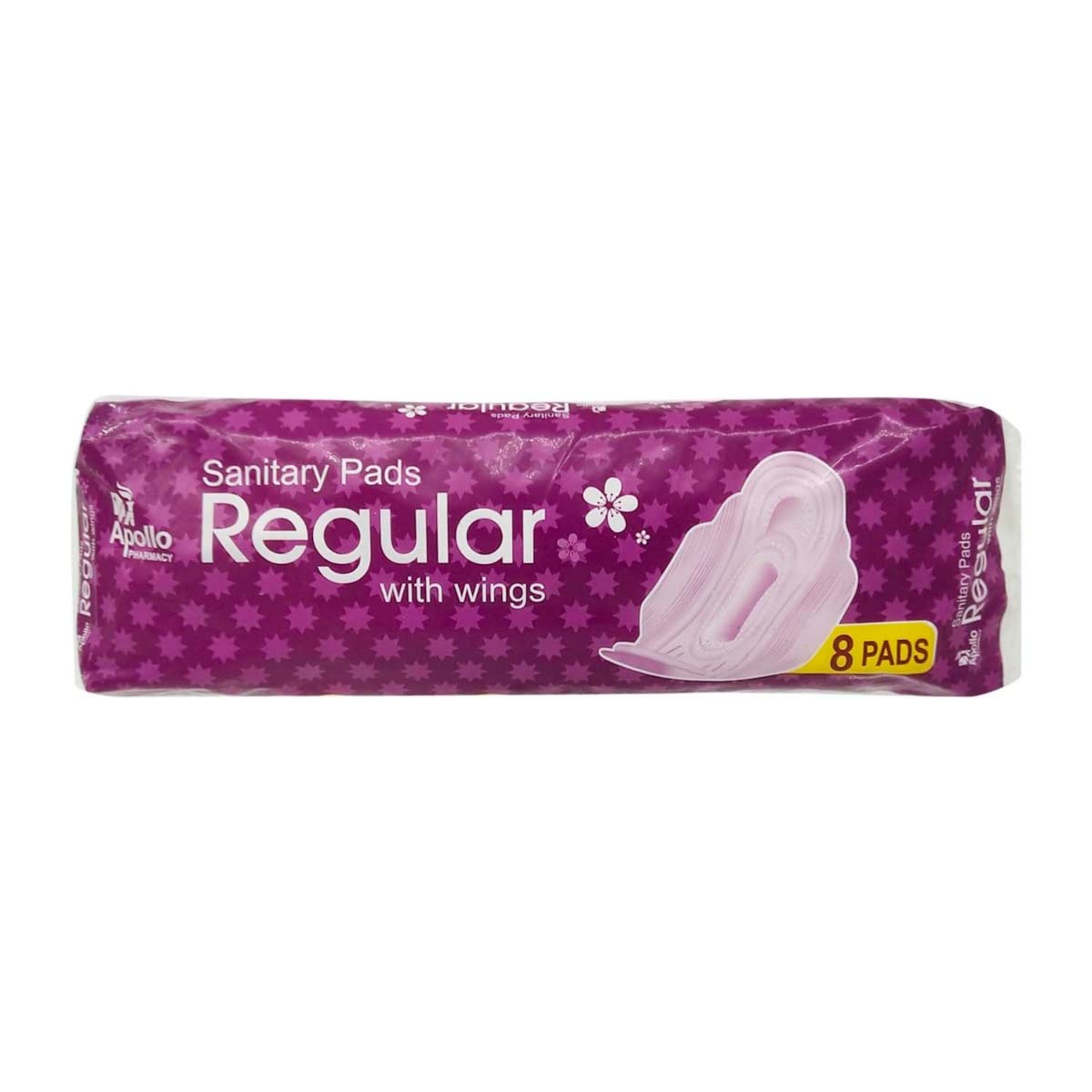 Apollo Pharmacy Regular Sanitary Pads With Wings, 8 Count