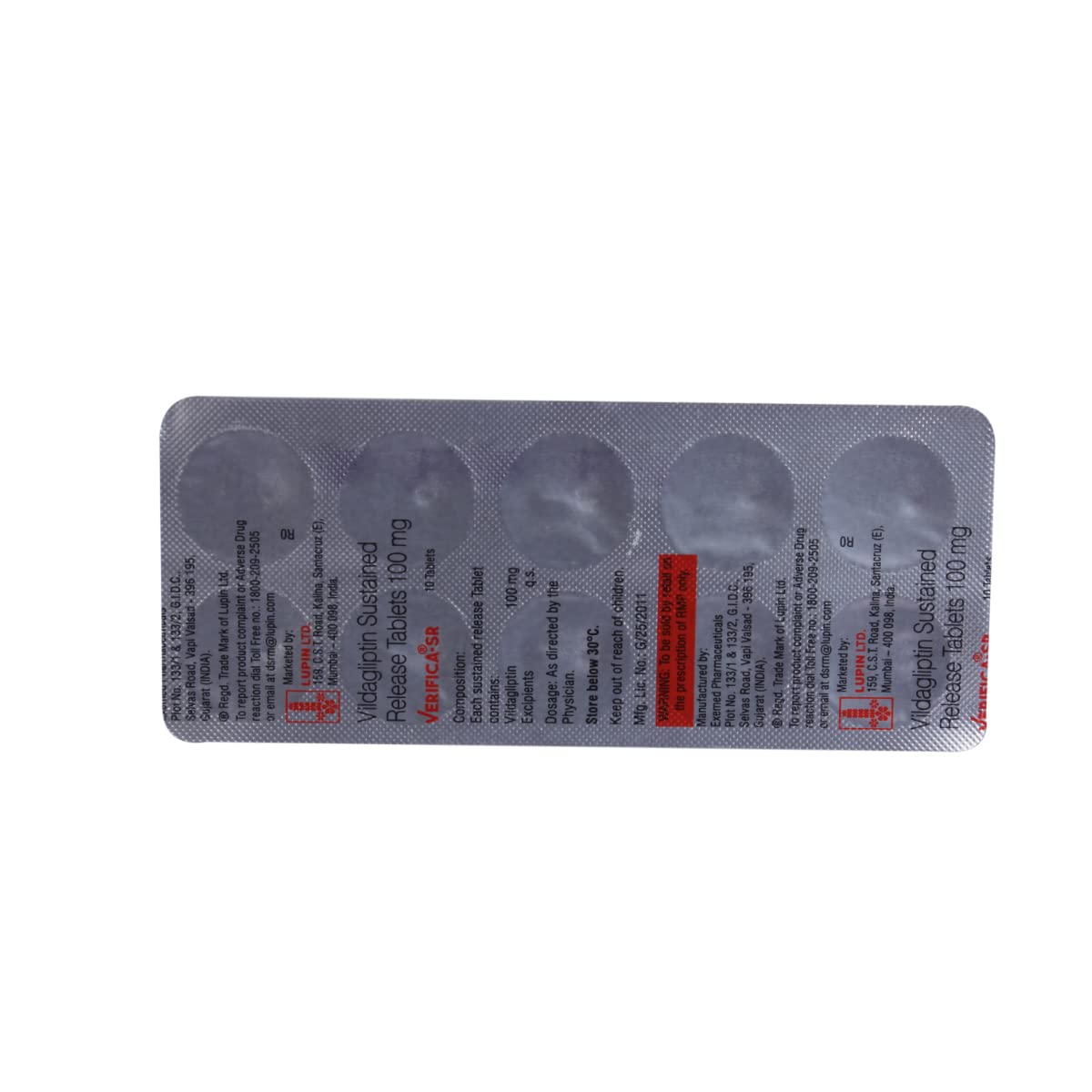 Verifica-SR 100 - Strip of 10 Tablets