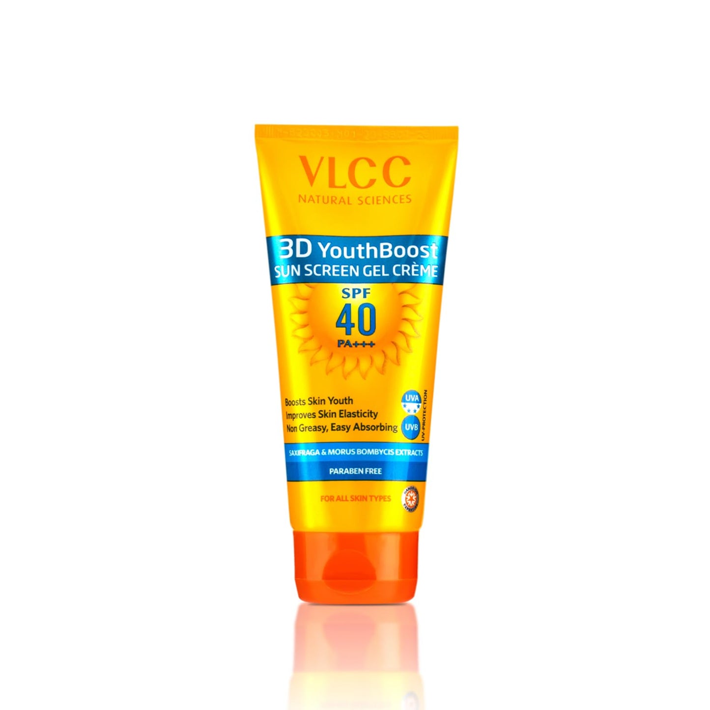 VLCC 3D Youth Boost SPF 40 +++ Sunscreen Gel Crème - 100g | UVA & UVB Protection | Broad Spectrum Sunscreen for Skin Elasticity, Firmness & Reduced Skin Pigmentation.