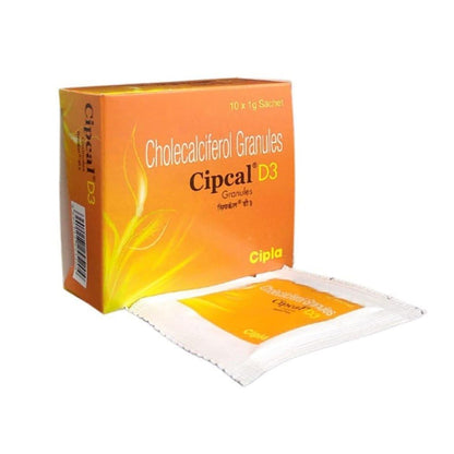 Wellmake Cipcal D3 Powder Granules From Cipla For Bone, Joint And Muscle Care Vitamin D3 Cholecalciferol Pack Of 10 Sachet