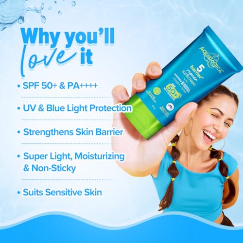 Aqualogica 5 Barrier+ Repair Sunscreen with Avocado & 5 Essential Ceramides-80g|SPF 50 PA++++|UVA/B & Blue Light Broad Spectrum Protection|Strengthens Skin Barrier|24 Hr Moisturization|Fragrance Free