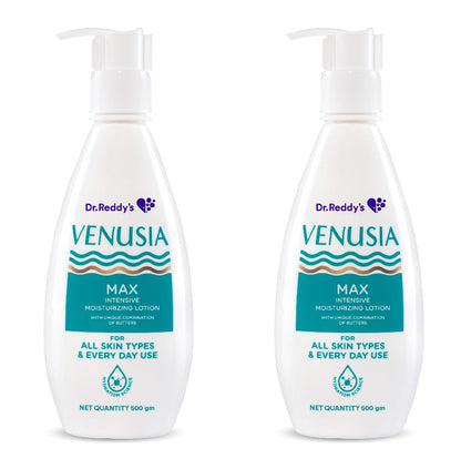 Dr. Reddy’s Venusia Max For Dry Skin With Shea Butter & Cocoa Butter - Pack of 2x500g Intensive Moisturizing Lotion