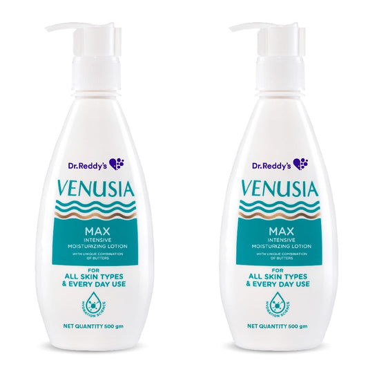 Dr. Reddy’s Venusia Max For Dry Skin With Shea Butter & Cocoa Butter - Pack of 2x500g Intensive Moisturizing Lotion