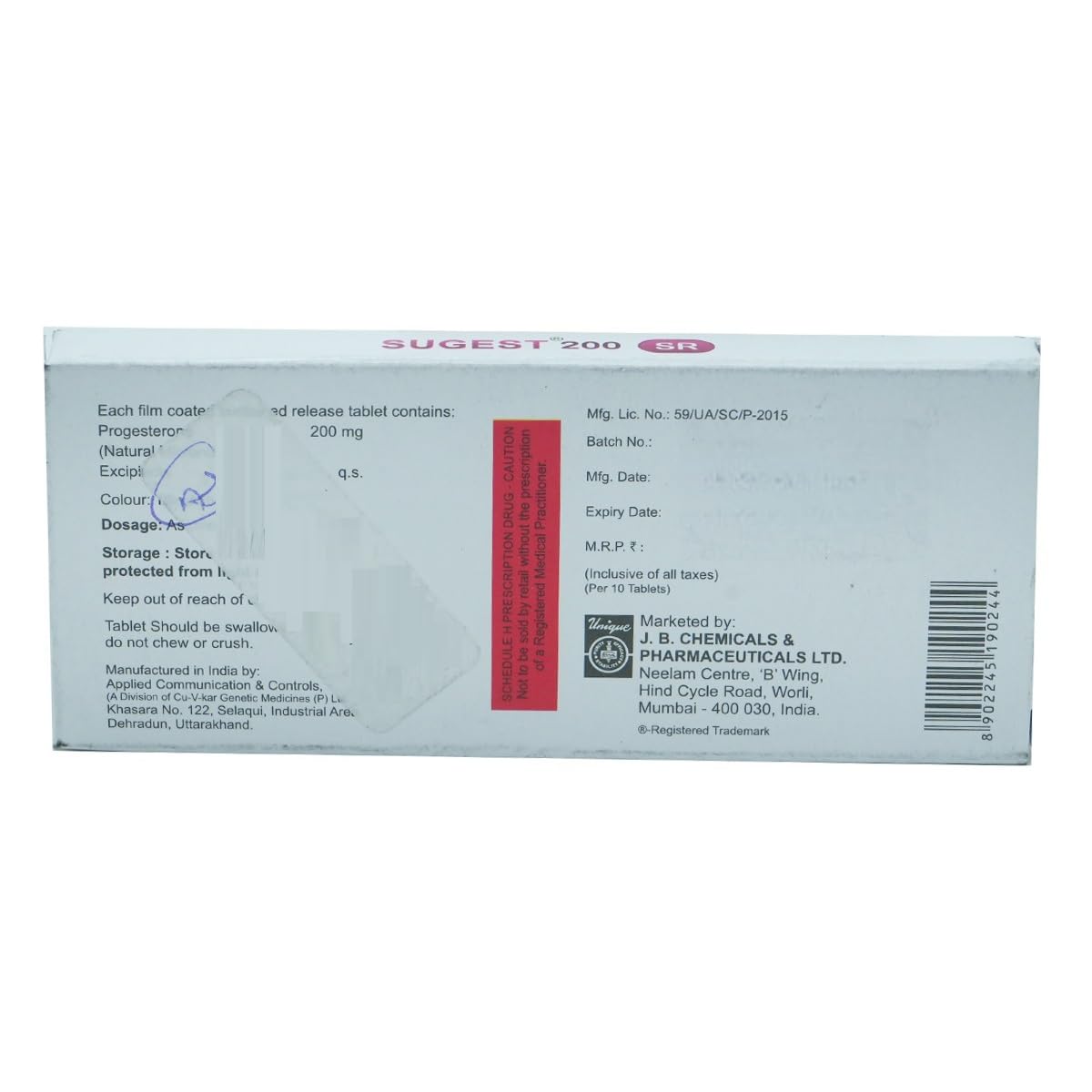 Sugest - Sr 200Mg - Strip of 10 Tablets