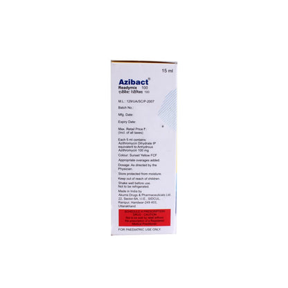 Azibact 100mg Readymix - Bottle of 15ml Syrup