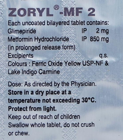 Zoryl-MF 2MG SR - Strip of 10 Tablets