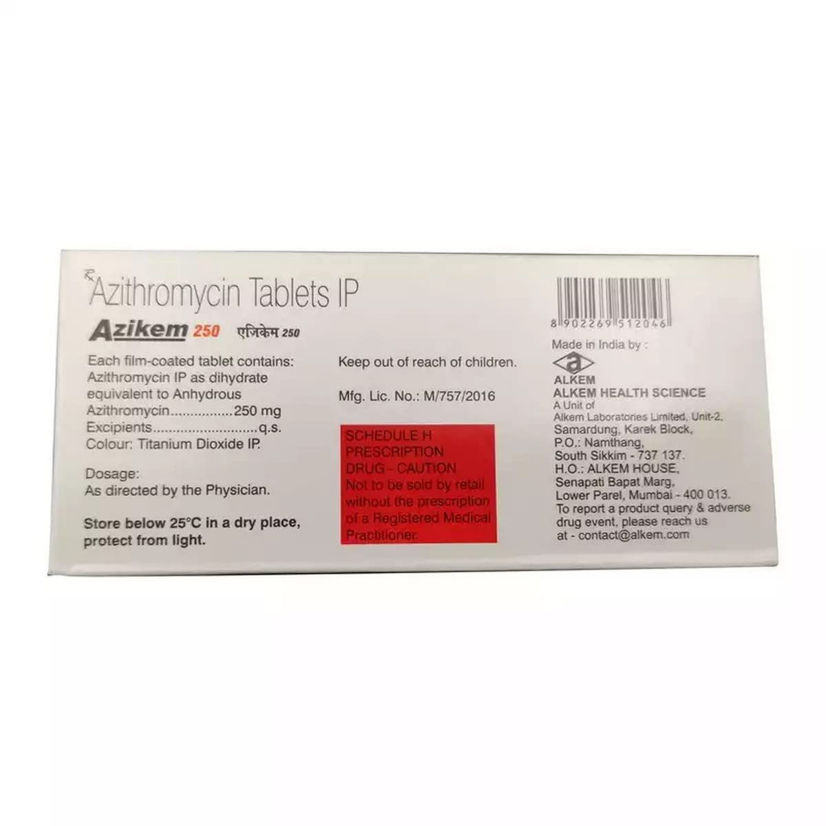 Azikem 250mg - Strip of 6 Tablets