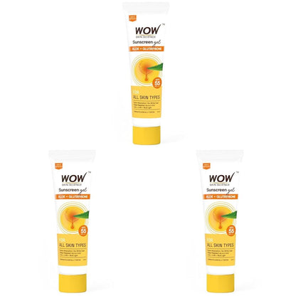 WOW Skin Science Sunscreen Gel For All Skin Types | SPF 55 PA++++ | With Glutathione & Aloe Vera Extract | Lightweight | Quick Absorbing | No White Cast | UVA & UVB Protection | 10 ml