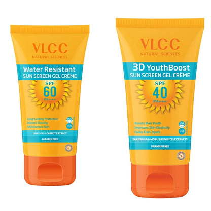 VLCC Water Resistant SPF 60 PA+++ Sunscreen Gel Crème - 100g + 25g Extra | With Niacinamide, Ceramides & Vitamin E | Protects from UVA, UVB Rays, Sun Damage, Skin Darkening and Premature Ageing