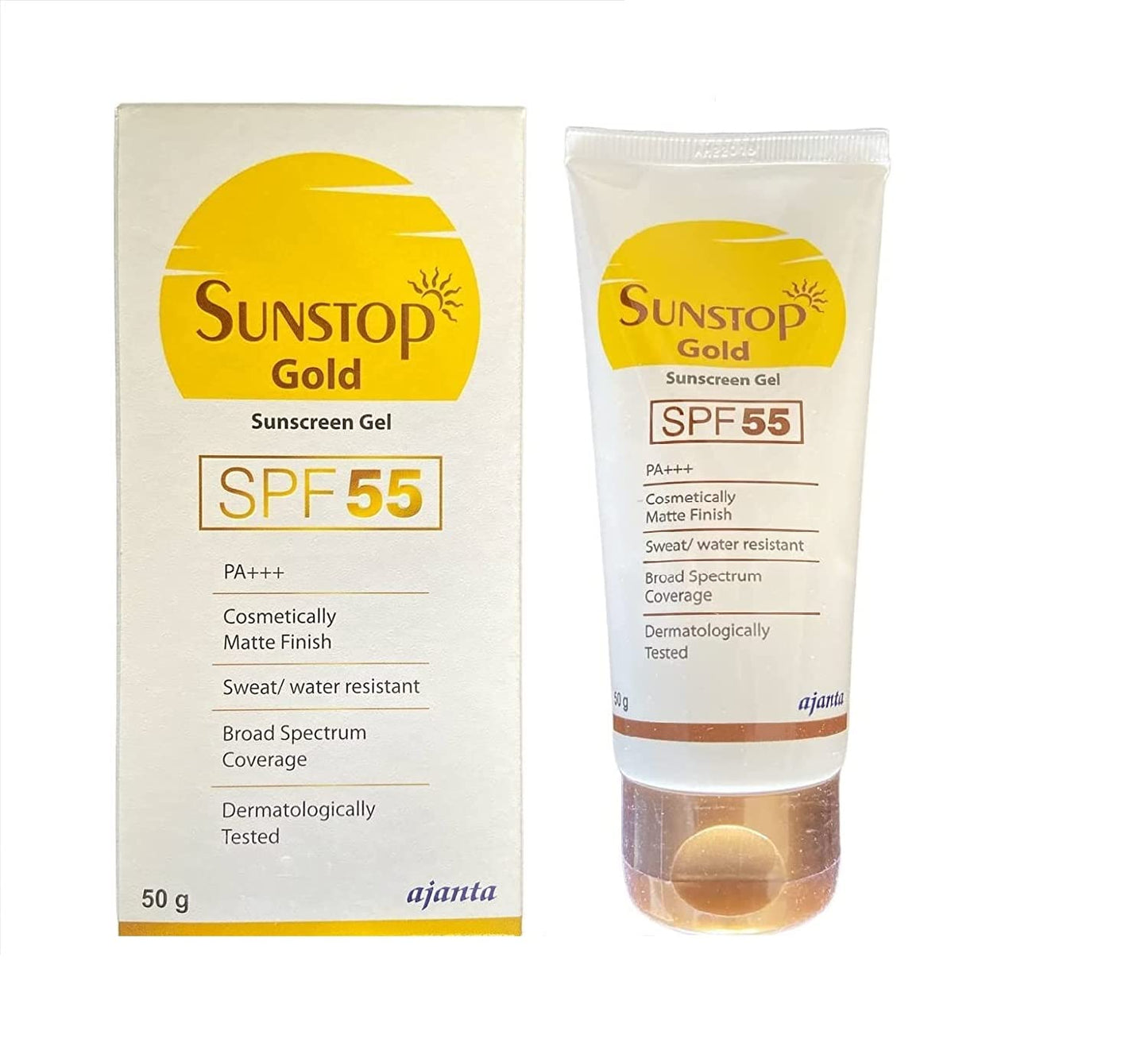 Sunstop Gold Sunscreen Gel SPF 55 PA+++ Sun Protection, (50g)