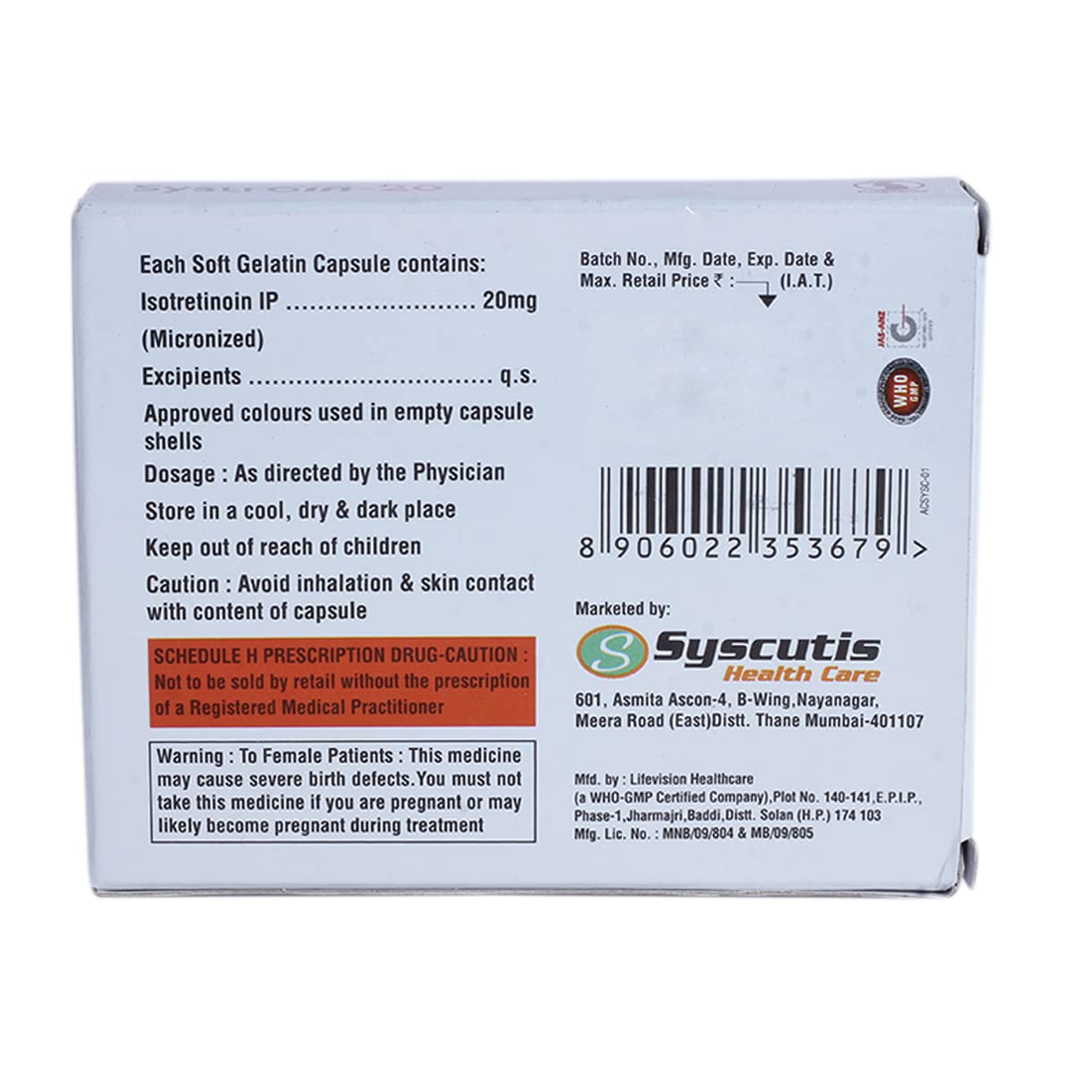 Systroin -20MG - Strip of 10 Capsules