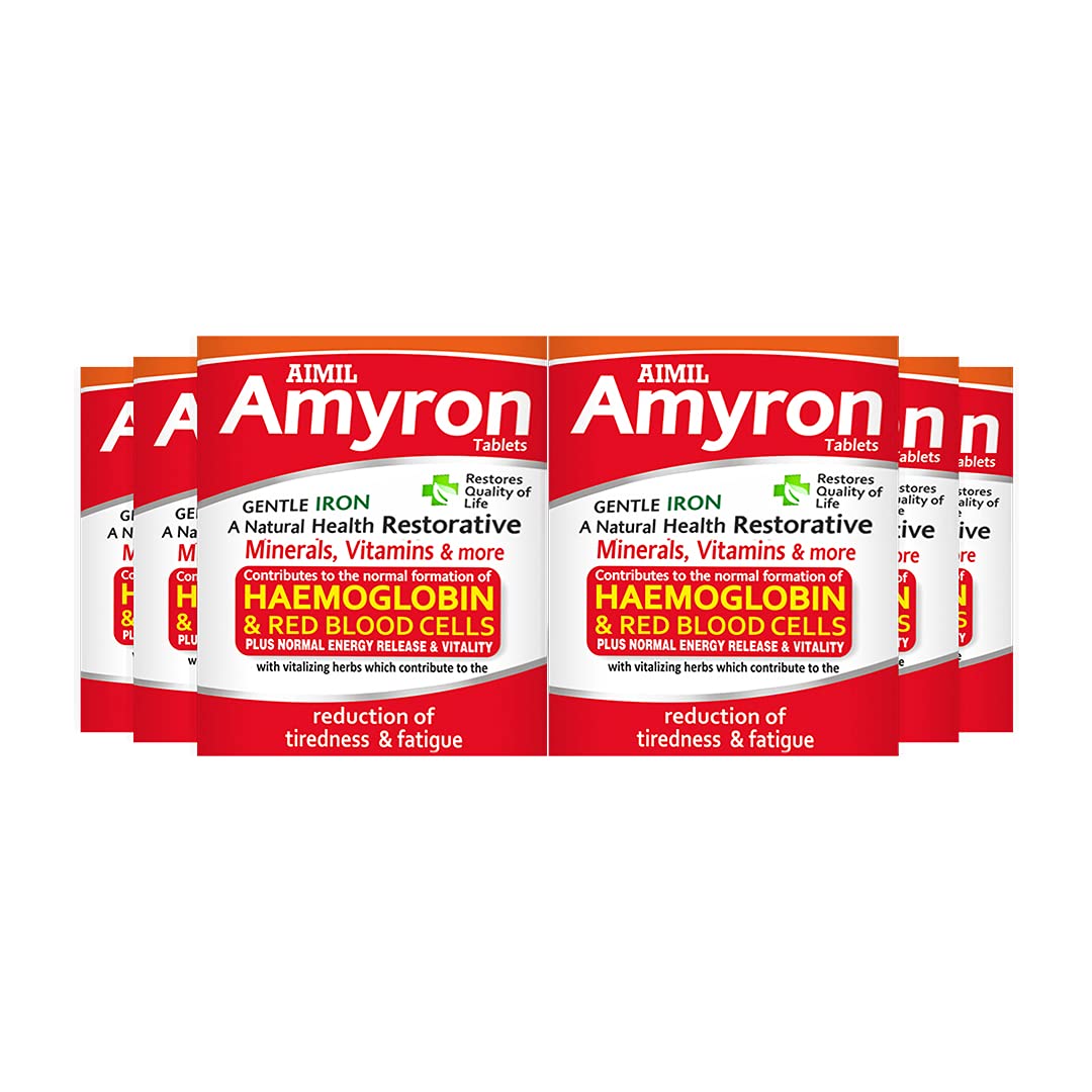 AIMIL Amyron Tablet - 30 Tablets (Pack of 3) | Enriched with Vitamin Rich Herbs & Minerals for Men & Women of All Ages | Reduces Tiredness & Fatigue | Improves Haemoglobin Level