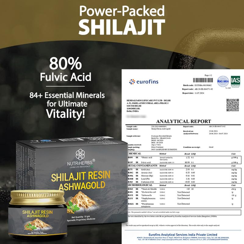 NUTRiHERBS Shilajit Resin Ashwagold 10g – Pure Himalayan Shilajit for Men & Women | Stamina, Energy & Muscle Building Supplement | Ayurvedic Stamina Booster with Ashwagandha & Swarna Bhasma | Gym & Endurance Support