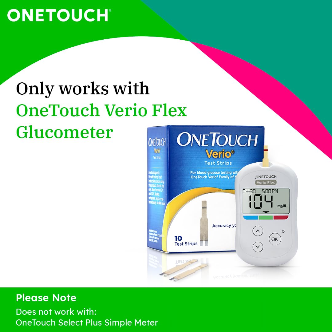 OneTouch Verio Test Strips | Pack of 25 Strips | Blood Sugar Test Machine Testing Strips | Global Iconic Brand | For use with OneTouch Verio Flex Glucometer