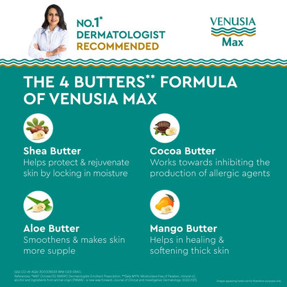 Dr. Reddy’s Venusia Max For Dry Skin With Shea Butter & Cocoa Butter - Pack of 2x150g Intensive Moisturizing Cream