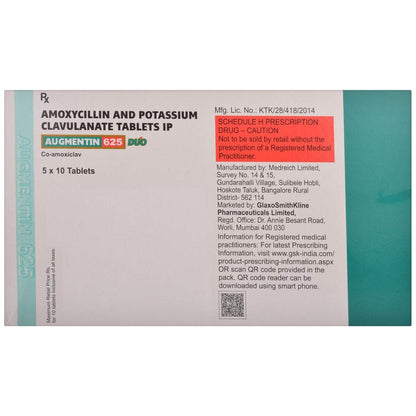 Augmentin 625 Duo - Strip of 10 Tablets