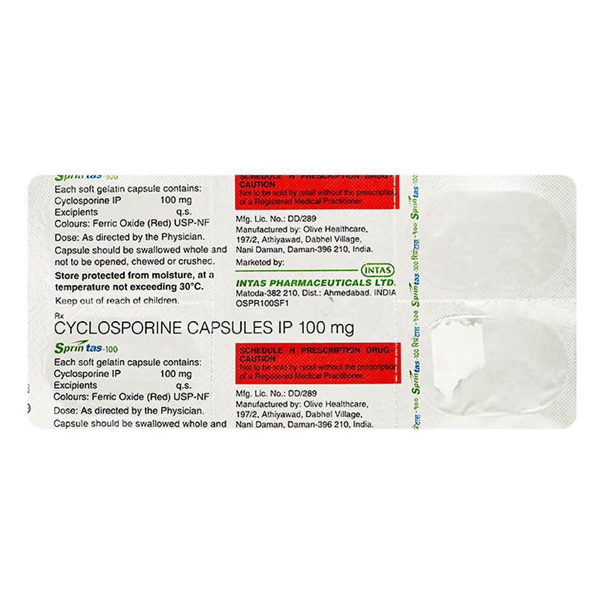 Sprintas-100mg - Strip of 5 Softgel Capsules