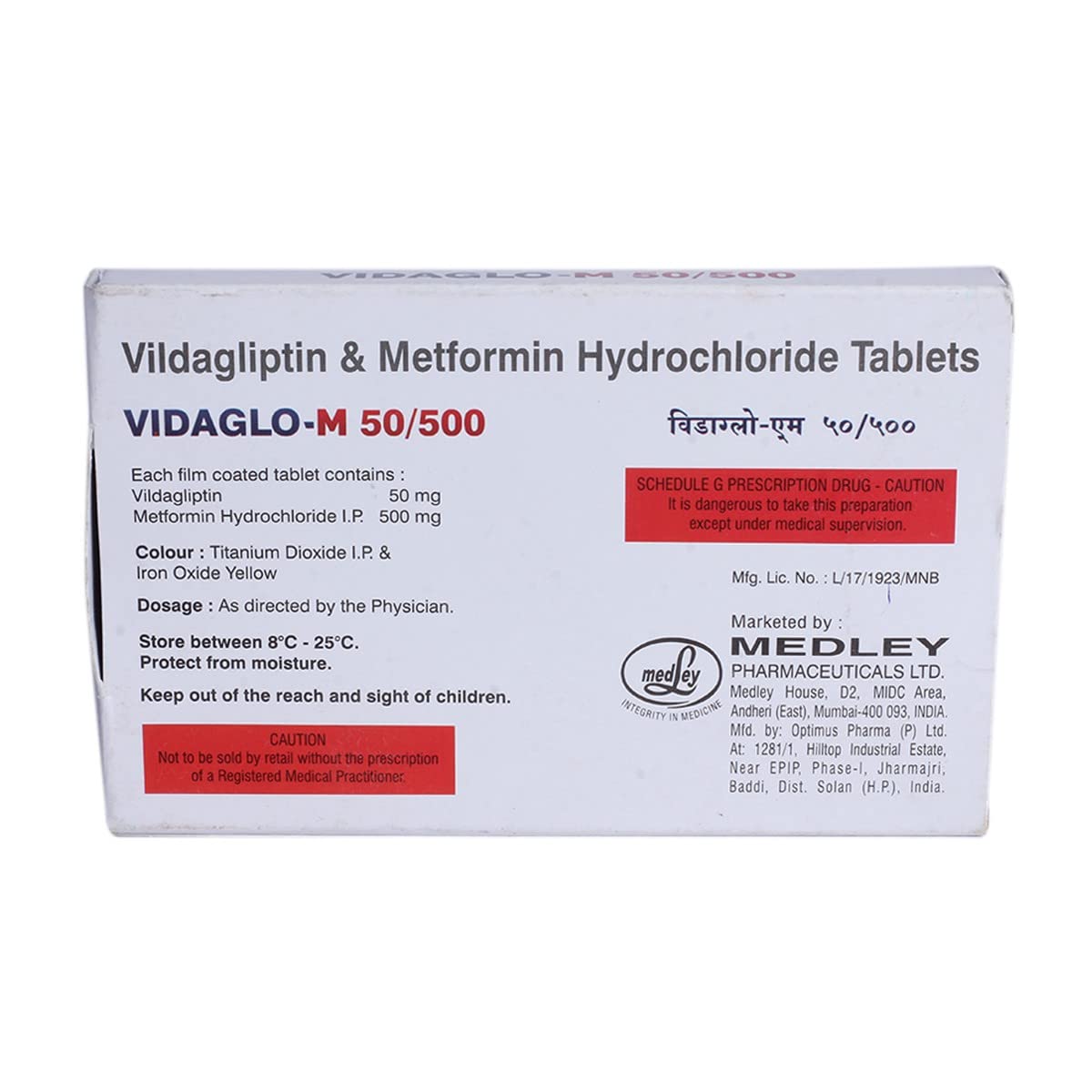 Vidaglo-M 50MG/500MG - Strip of 10 Tablets