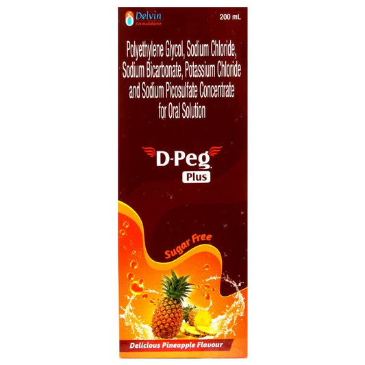 D Peg Plus - Bottle of 200 ml Sugar Free Pineapple Oral Solution