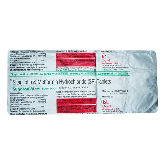 Sugaray M SR 100/1000 -Strip of 15 Tablets