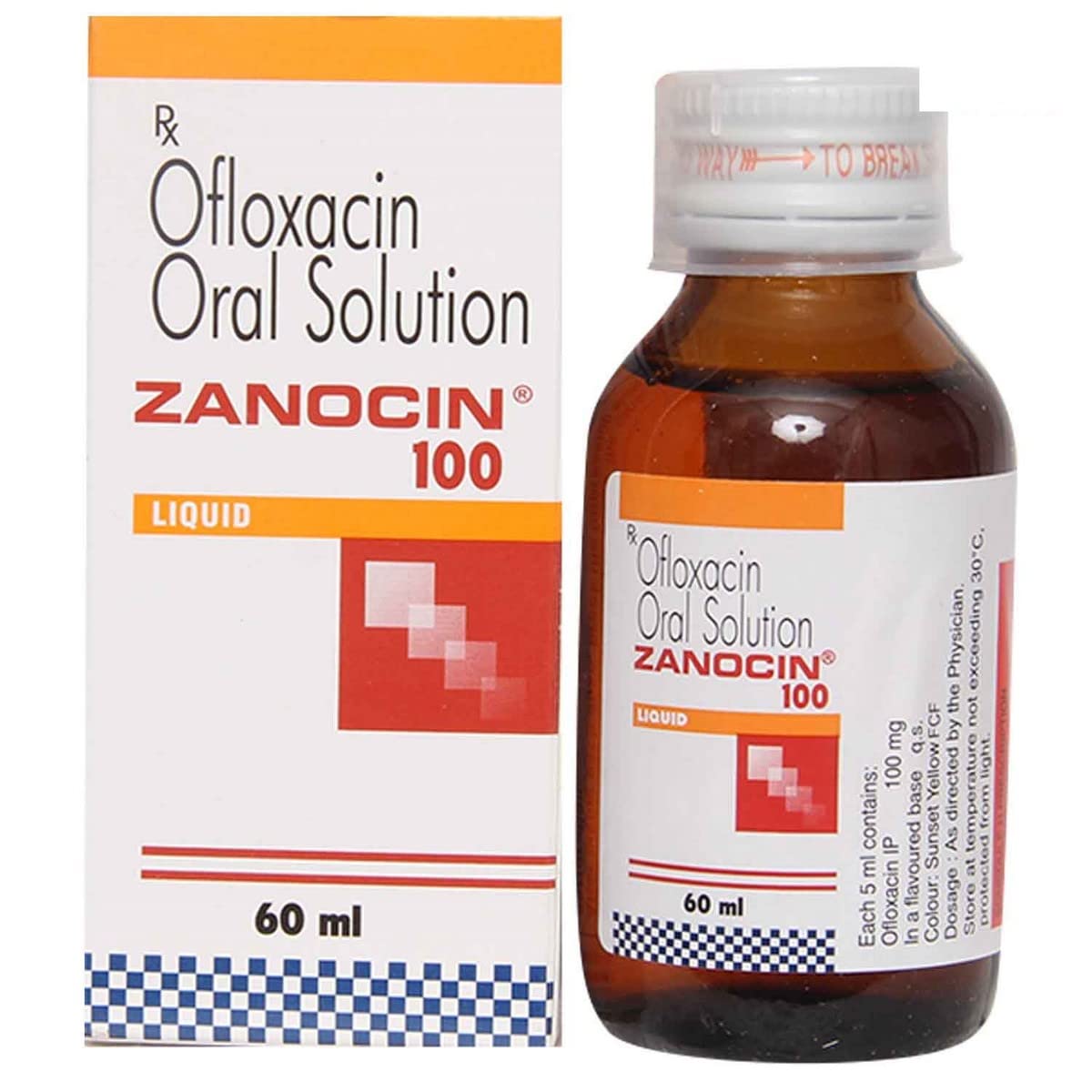 Zanocin 100MG Liquid - Bottle of 50 ml Solution