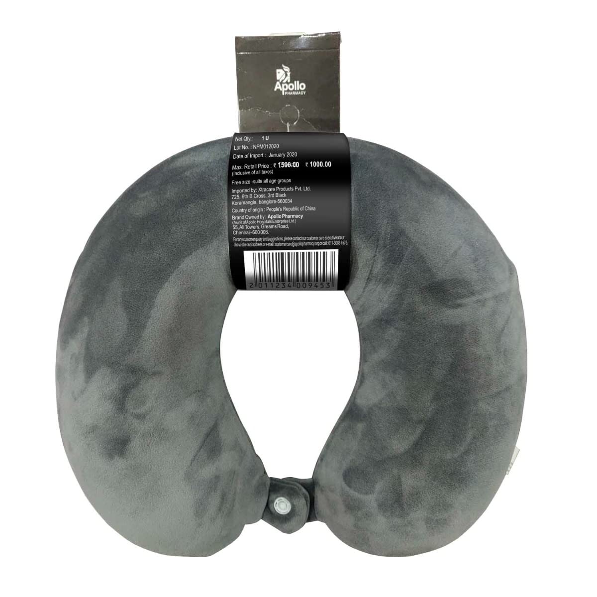 Apollo Pharmacy Travel Neck Pillow Memory Foam, 1 Count