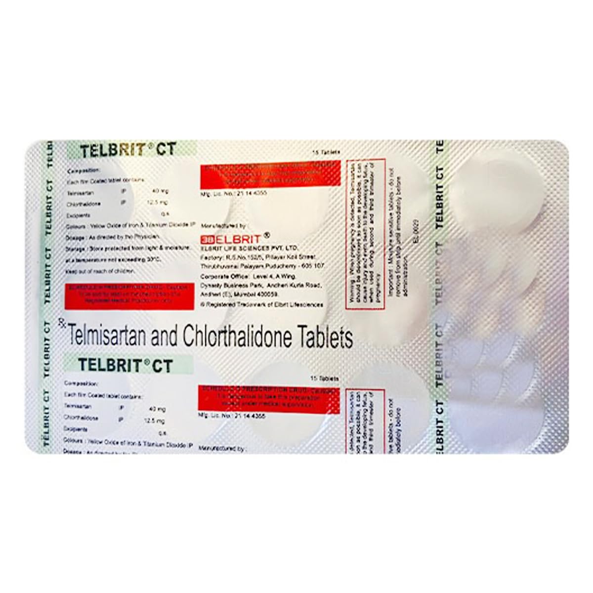 Telbrit CT - Strip of 15 Tablets