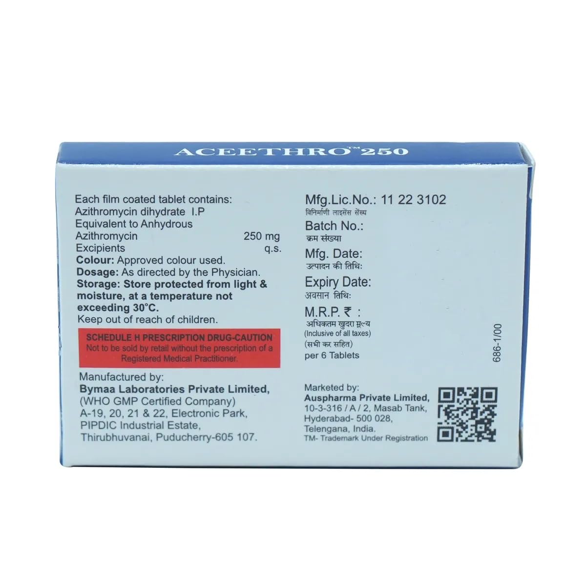 Aceethro 250 - Strip of 6 Tablets